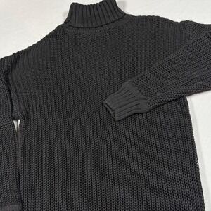 Vtg 80s Gap Clothing Co Chunky Knit Turtleneck Sweater Large Ramie Cotton Black